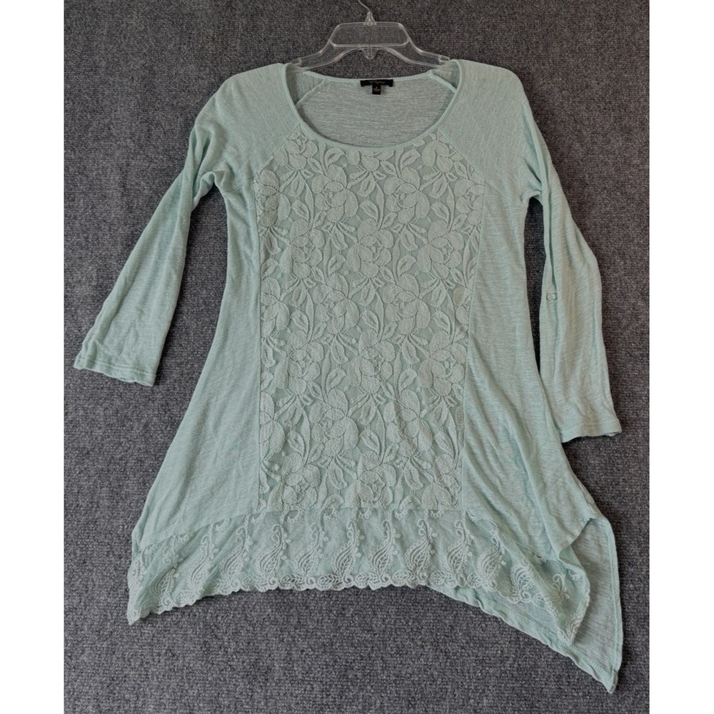 Cupio , Womans Linen Blend , Tunoc Blouse Top , green small.
